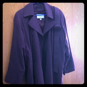 Purple London Fog trench coat with belt size XL